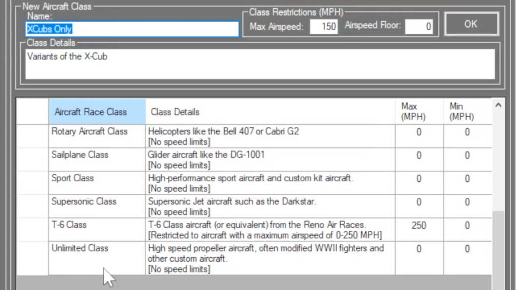 Aircraft Classes